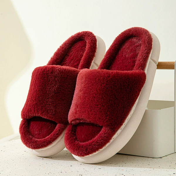 Burgundy [rabbit fur open white bottom]