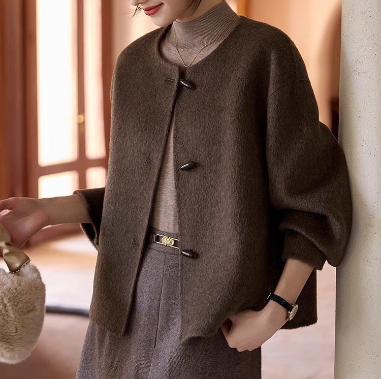 Ready Stock Double-Sided Short Coat for Women, 2025 Autumn and Winter New Korean Style Simple and Elegant Loose Woolen Coat