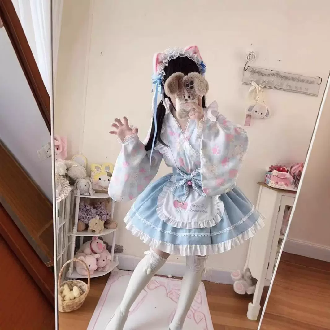 春日喵原创Lolita套装洋装女仆洛丽塔日系小个lo裙全套印花连衣裙