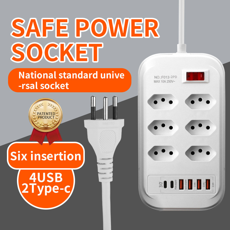 Exportaciones de comercio exterior inteligentes para Brasil enchufe de enchufe 3 / 4 / 5 / 6 con enchufe de alimentación 3USB