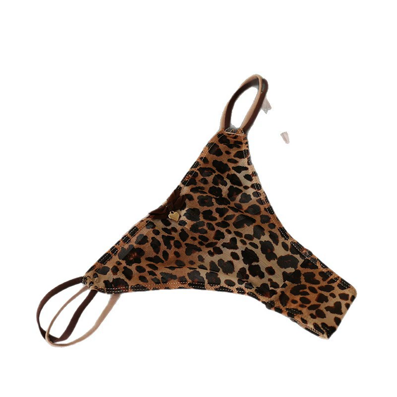 Меш сетчатая низкая талия thong, прозрачный леопардовый и узорчатый принт, размеры M–XXL