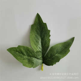 仿真植物仿真花叶配件 单片丝印牡丹叶 仿真牡丹花花叶大量批发