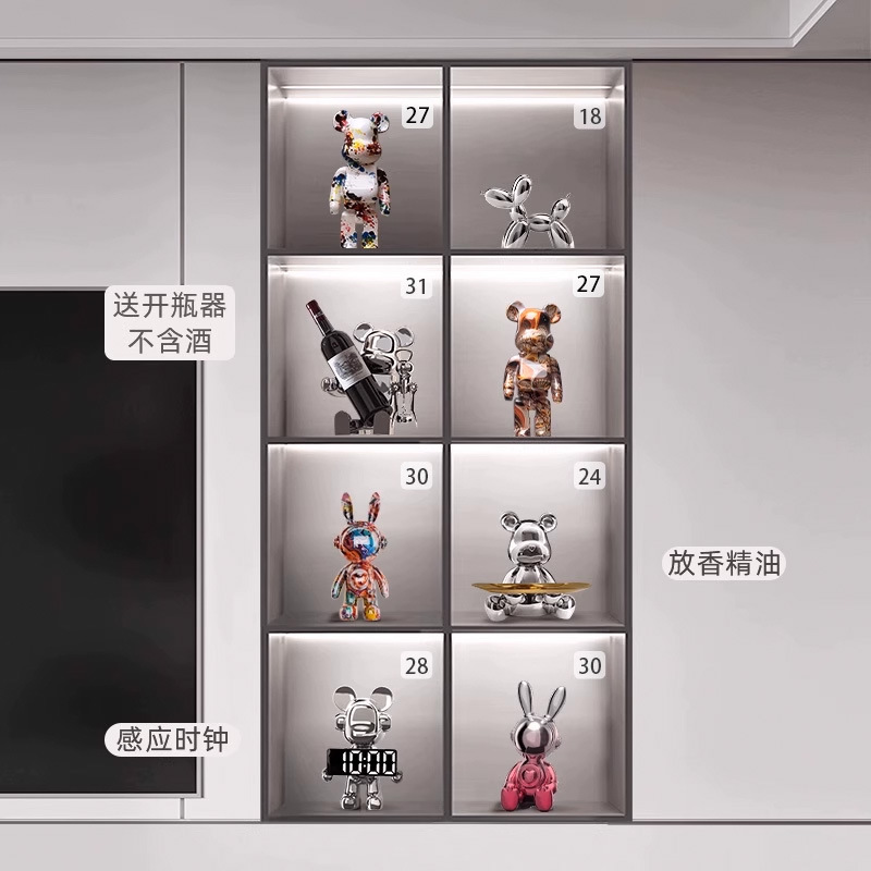 ライト高級装飾品、手作りウサギの装飾品、暴力的なクマ、リビングルームのワインキャビネット、赤ワインラック、バーホテルの装飾|undefined