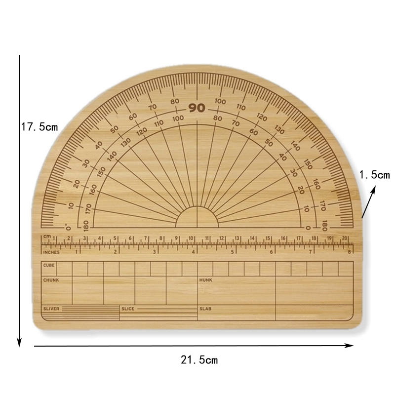 tablero de corte de bambú tablero de queso tablero de clasificación de alimentos cocinados tablero de corte multipropósito tablero de verduras de doble propósito con medición de escala