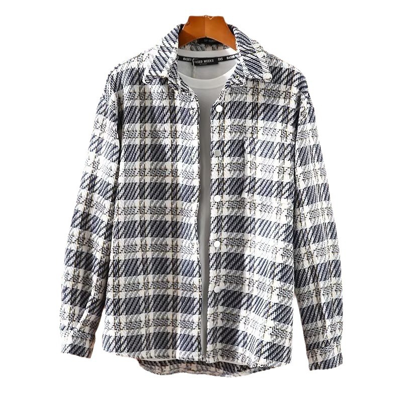 Hip Hop Trendy Brand American Beauty Trendy Retro Tinta salpicada Bordado a cuadros Chaqueta de manga larga Hombres y mujeres sueltos casuales ins