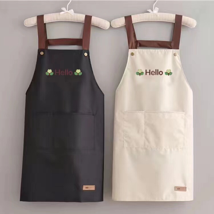 エプロン家庭用キッチン防水防油作業服ロゴ印字カスタム女性夏の薄い飲食物が腰を囲んでいる|undefined