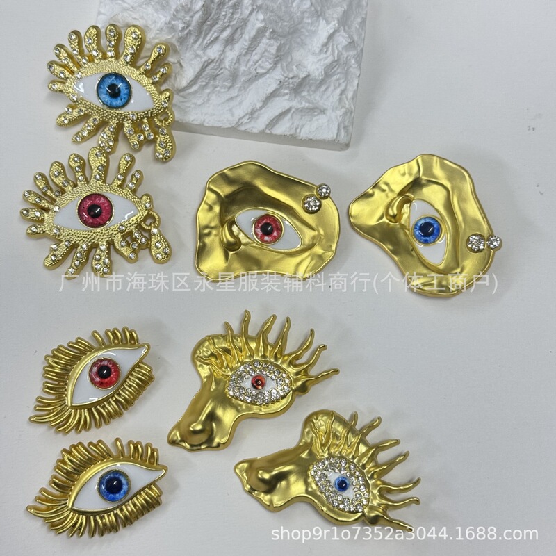 European and American Cross-Border Mirror Diamond Eye Brooch Devil's Eye Shapari Brooch for Coats, Shirts, and Sweaters