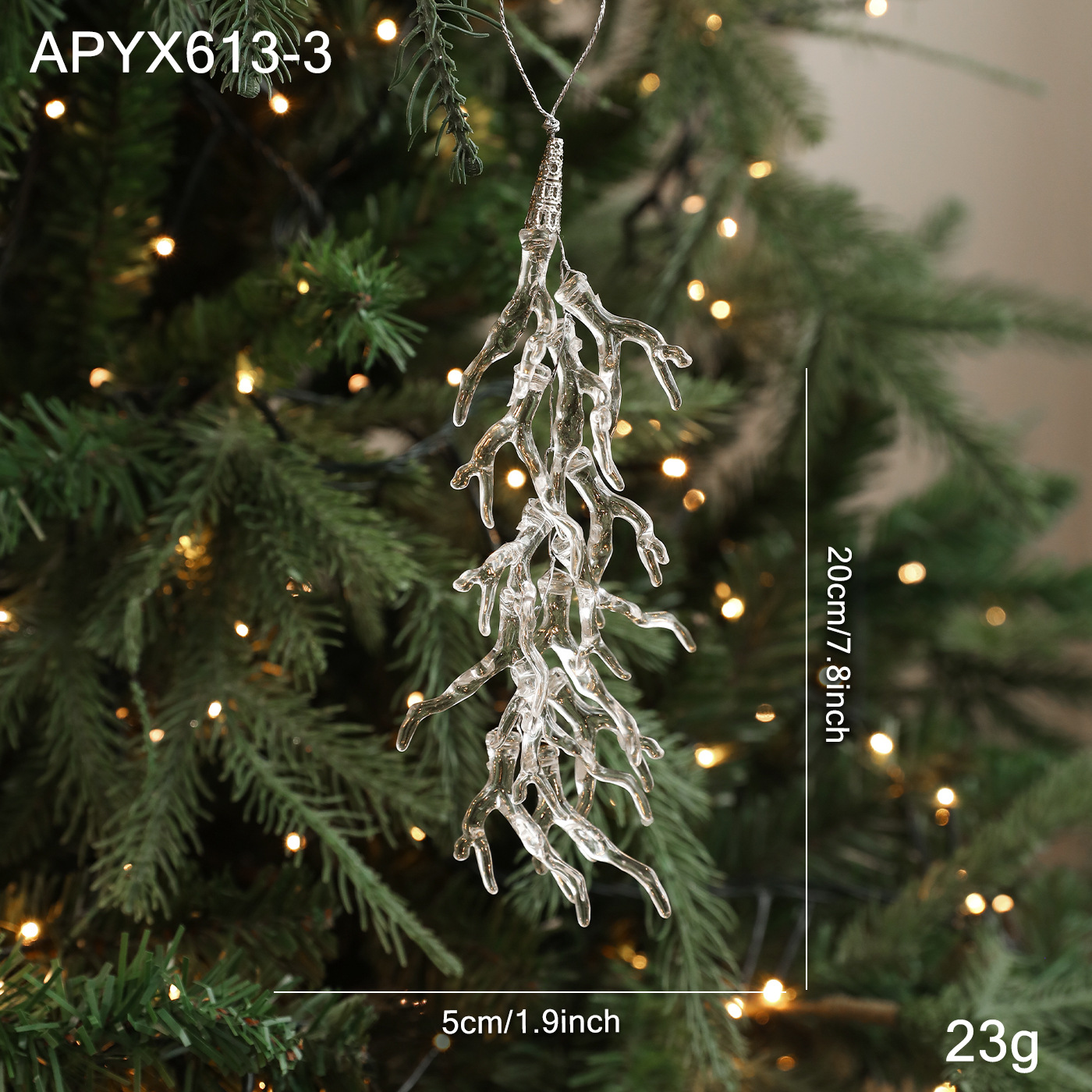 Nuevos productos transparentes cristal acrílico hielo de uva colgante perla colgante colgante de gota de agua colgante decoración de árbol de Navidad colgante