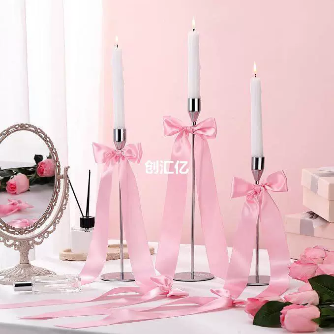 12 шт., подсвечник цвета слоновой кости, бантик, самоклеящийся подсвечник, подарочная упаковка, свадебные украшения, упаковочная лента, атласная лента