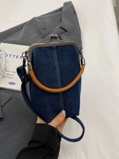 Denim purse for leisure, shoulder bag