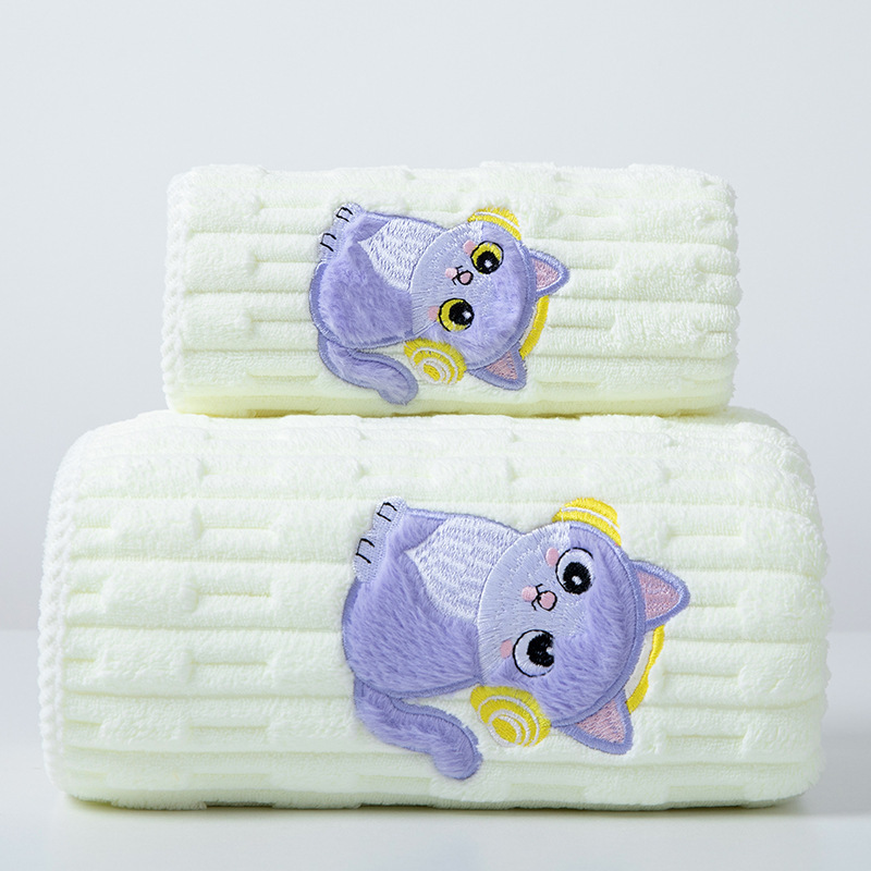 Juego de Toallas con Bordado de Terciopelo de Coral, Absorbente y Suave, para Baño