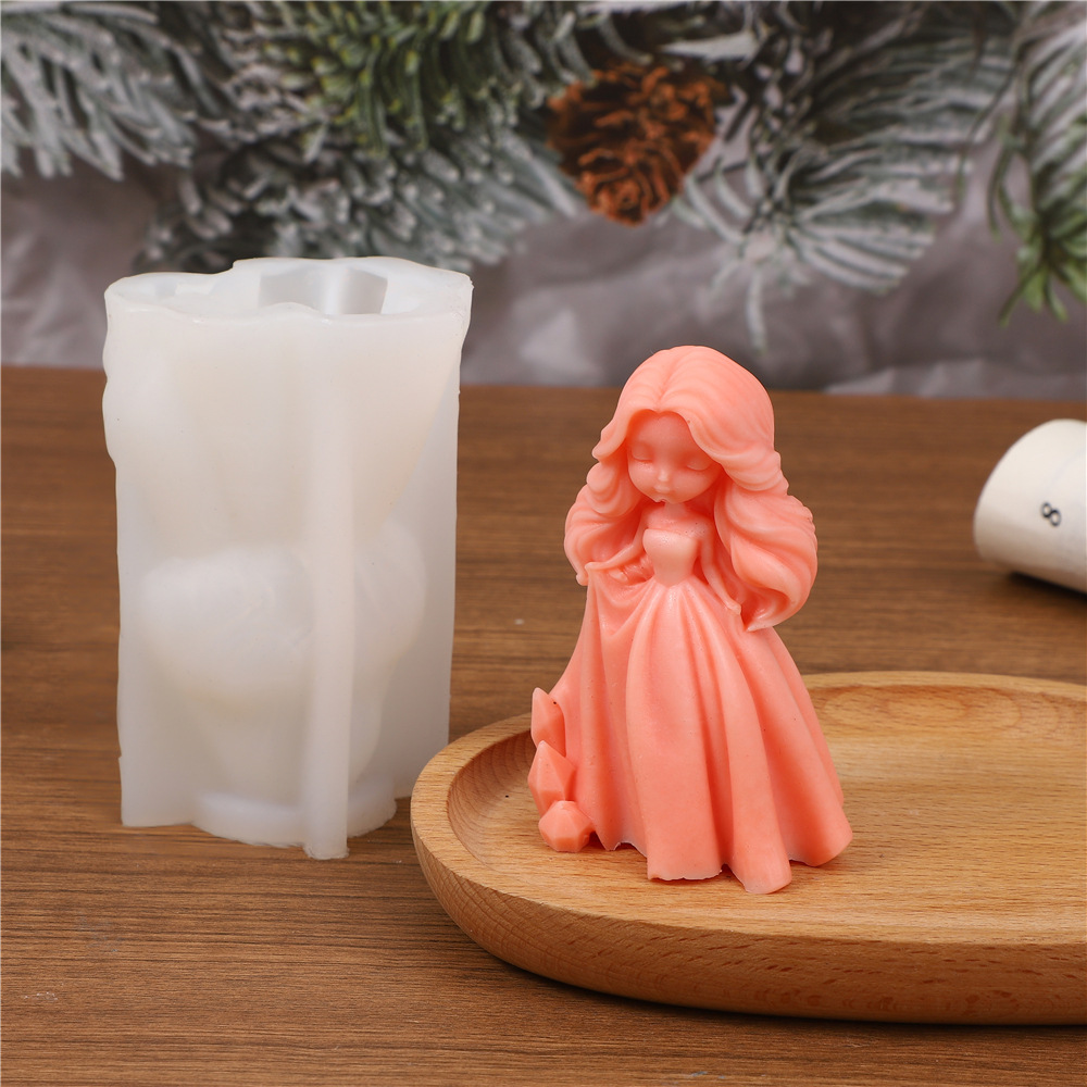 芭比公主香薰蜡烛硅胶模具石膏娃娃家居装饰摆件巧克力慕斯蛋糕模