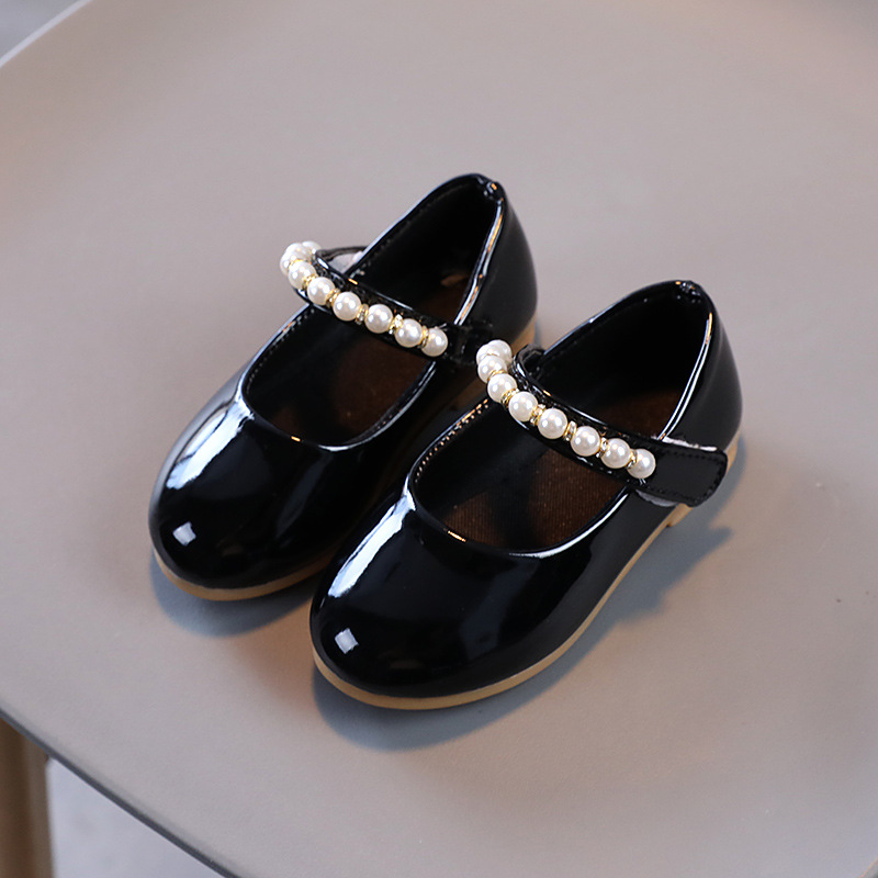 Mädchen schwarze Damenschätze, Frühlings- und Herbstbabys, weiche Prinzessinnenschuhe für Kinder, Einzelschuhe_voghion.com
