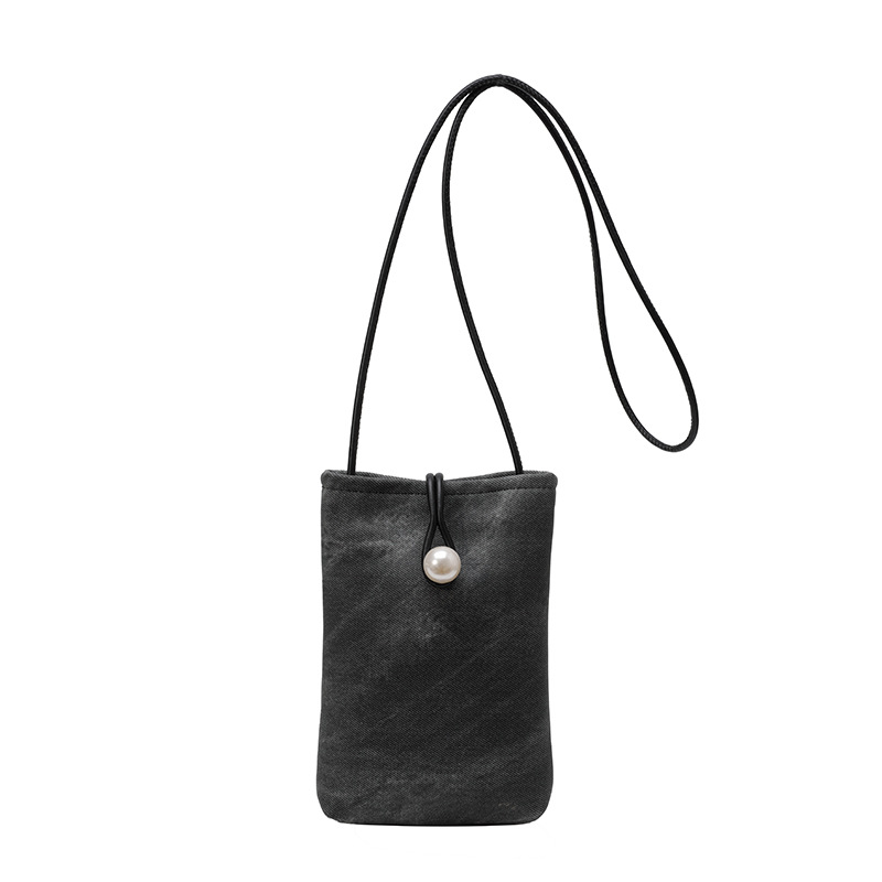 Teléfonos móviles de nicho de alta gama en primavera y verano con bolsos pequeños para mujeres 2025 nueva billetera de cuero blanco simple de un solo hombro