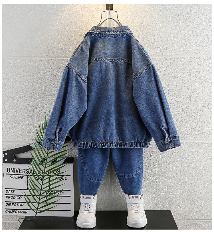 Besticktes Cowboy-Set für Jungen 2024 Frühlings- und Herbstkleidung, hübsches zweiteiliges Set mit trendiger Marke, mittelgroß und klein_voghion.com