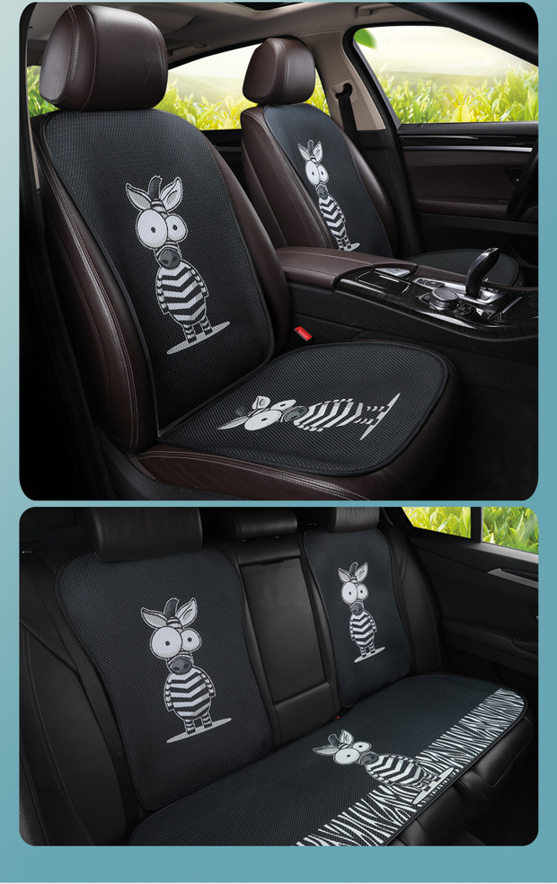 Car Seat Cushion Single Piece Summer Cooling Pad Cartoon Car Cushion Single Seat Pad Universal for All Seasons Ice Silk Three-Piece Set Seat Cushion