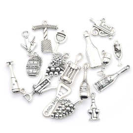 混多款酒瓶葡萄酒开酒器吊坠 项链手链耳饰品配件diy合金饰品