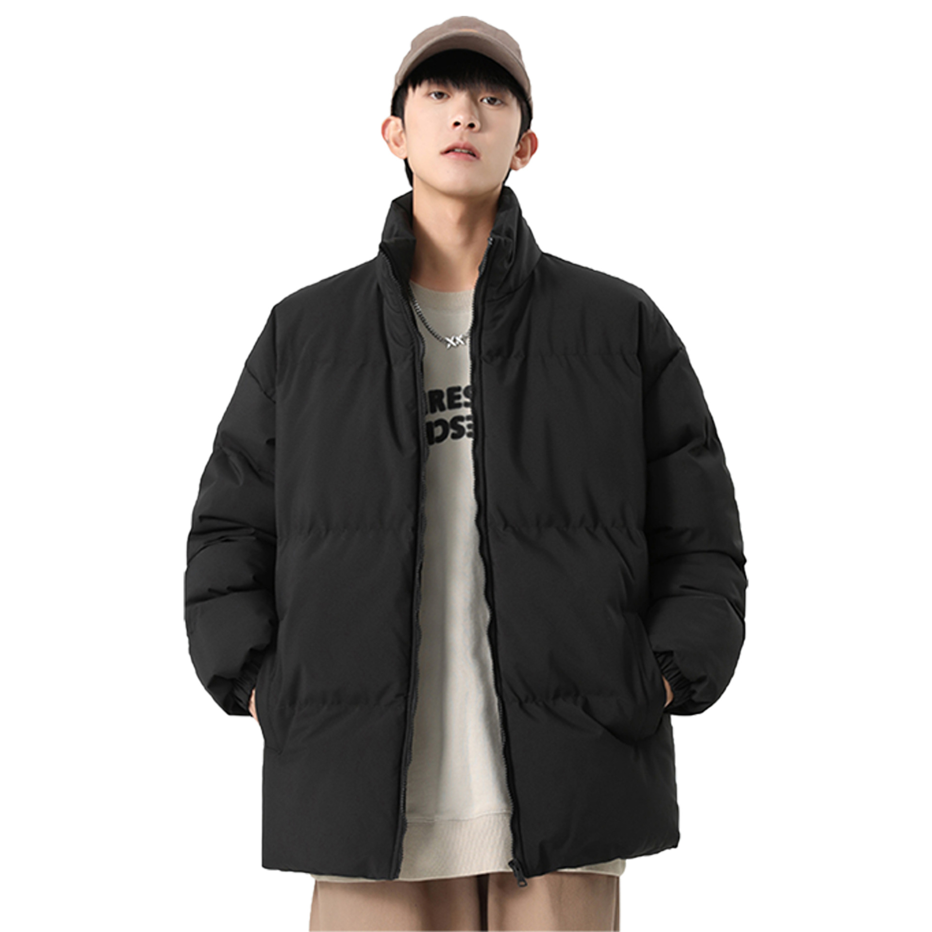 Steppjacke mit Stehkragen für Damen und Herren, dicke Daunenjacke für Paare, Steppjacke für Herren_voghion.com