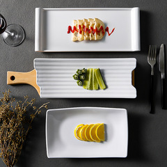 Melamine white rectangular snack serving plate for hotel restaurant creative commercial Western dinner plate sashimi sushi plate
