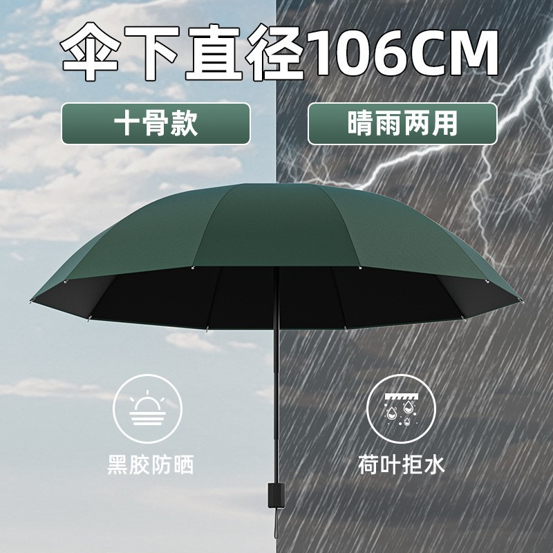 Paraguas grande personalizado, totalmente automático, de doble propósito para sol y lluvia, con revestimiento negro, resistente al agua, reforzado y a prueba de viento.