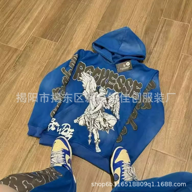 Американский ретро уличный кардиган на молнии толстовка для мужчин и женщин трансграничный новый модный тренд повседневный свободный свитер