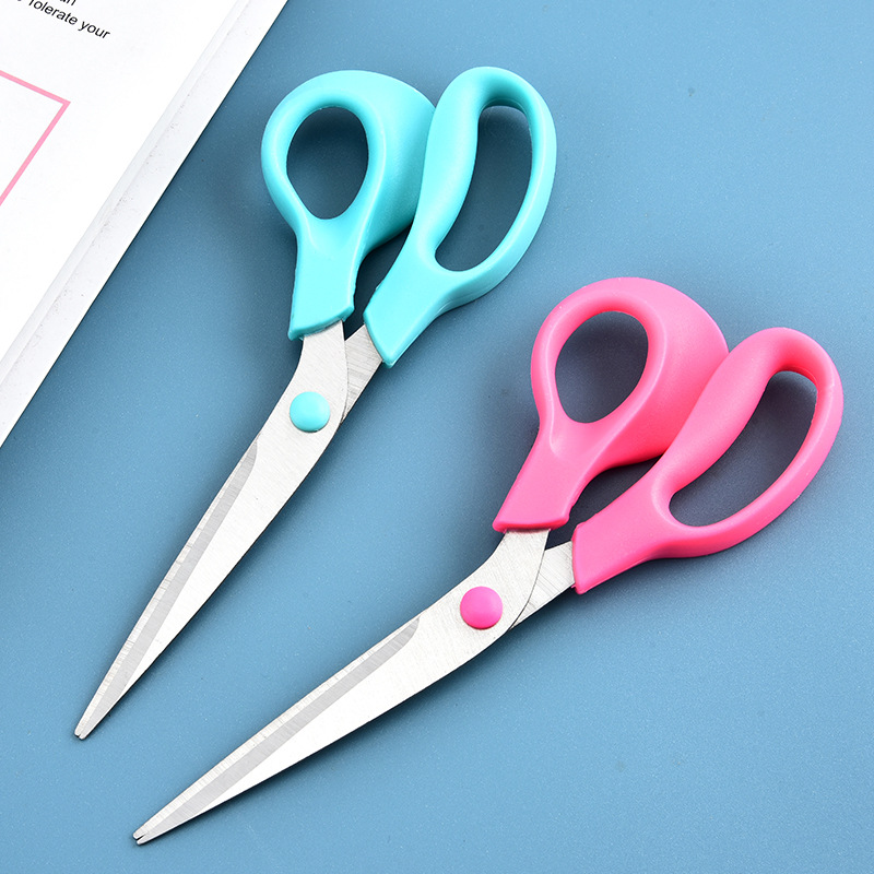 Tijeras de oficina de plástico al por mayor 12 tarjetas de papel de oficina de estudiantes de arte de acero inoxidable tijeras domésticas