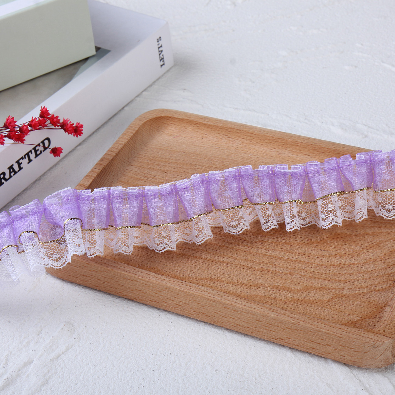 現物3.5cm金辺雪紗波点レース玩具家紡織バッグ工芸アクセサリースカート割引レース