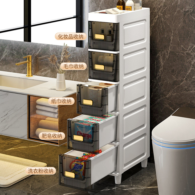Bathroom niche cabinet, restroom storage cabinet, light luxury bathroom shelf, floor-standing storage cabinet for beside the toilet