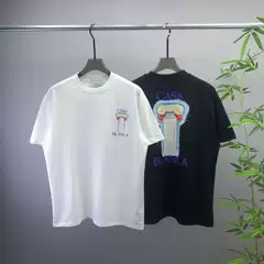 Trendy Fashion Four Seasons Men's and Women's New Ca Crewneck Short-sleeved T-shirt Letter Pattern Flat for in stock Cross-border European Goods