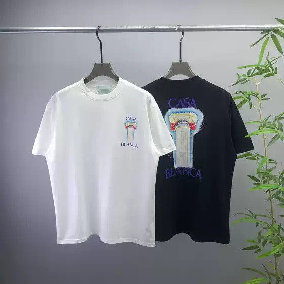 Trendy Fashion Four Seasons Men's and Women's New Ca Crewneck Short-sleeved T-shirt Letter Pattern Flat for in stock Cross-border European Goods