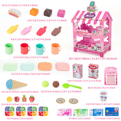 Cross-border play house gourmet shop simulated fruit dessert house Qieqile children's stall role-playing toys
