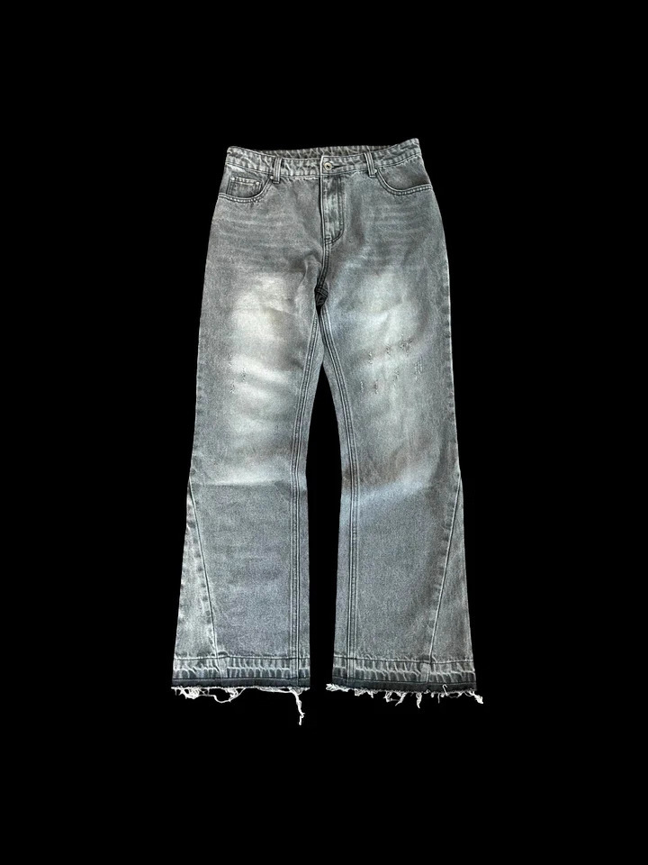 Cross-border high street lavado vintage jeans hacer letras viejas bordadas hombres y mujeres piernas anchas bordadas pantalones rectos sueltos