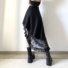 柯丽欧新款女装高腰气质设计感不规则半身裙中长款甜美短裙21278