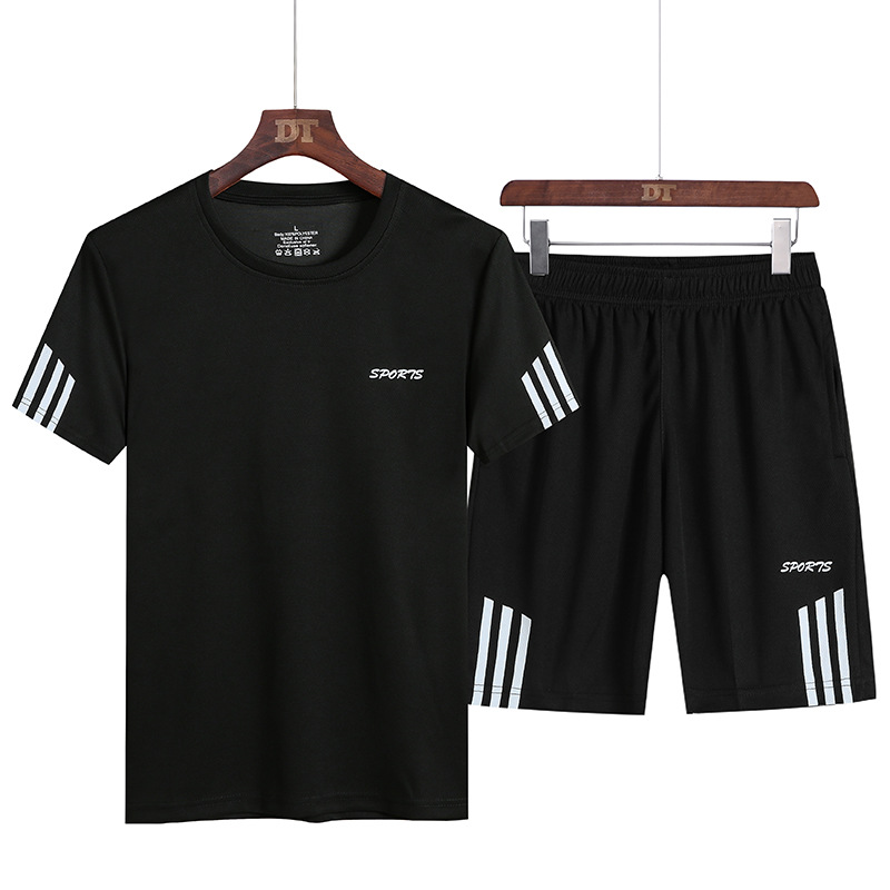 Summer Running Sports Suit Men's Short-sleeved Shorts Sportswear Basketball Breathable Quick-drying Casual Two-piece Set Men's