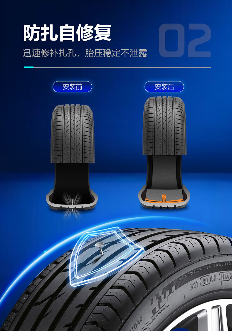New Generation Aslon Longyun Cotton for Car and Motorcycle Tires, Puncture-Proof, Repairable, Soundproofing, Sound-Absorbing, Noise-Reducing Cotton