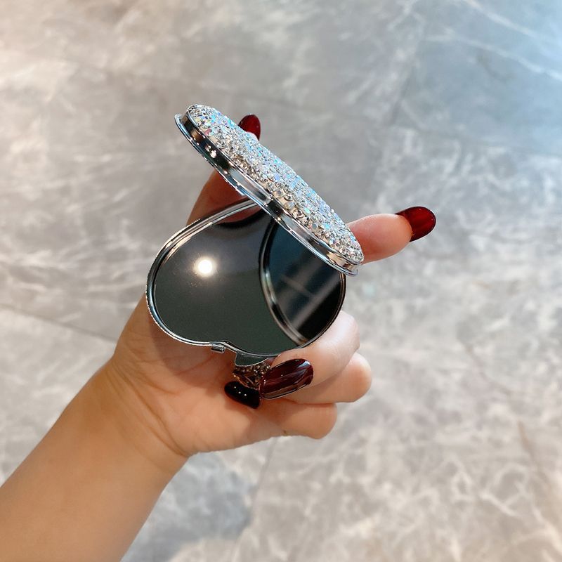63g Weight Mirror Makeup Tools Types 1 Piece Quantity Rhinestone Material Heart Shape Pattern Glam, Shiny Style Glam Shiny Heart Shape Rhinestone Mirror 1 Piece 8