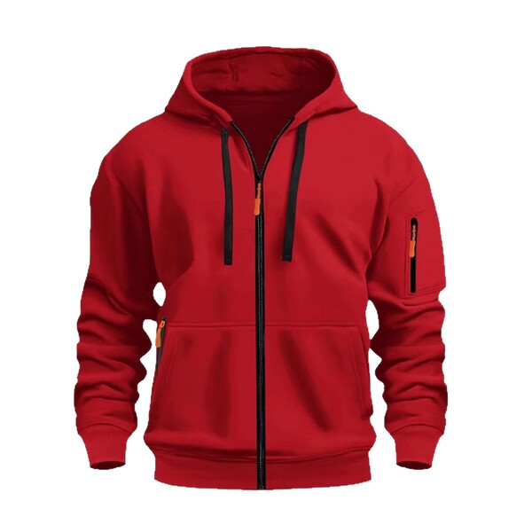 Autumn casual sweatshirt with zipper with a round collar