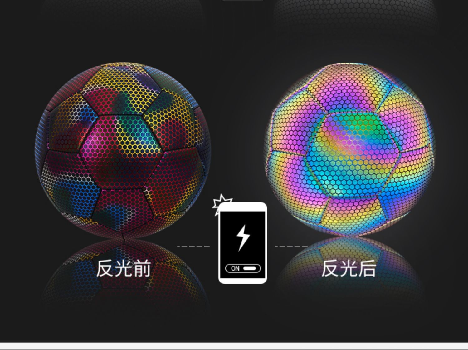 Balón de fútbol reflectante que brilla en la oscuridad n.º 5 para estudiantes de primaria y secundaria, balón de fútbol reflectante que brilla en la oscuridad n.º 4 de PU, duradero y resistente a los golpes