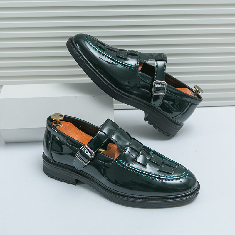 Transfronterizos de verano de tamaño grande nuevos zapatos de cuero casuales de moda zapatos de Lefour ventilados sandalias de cuero hueco