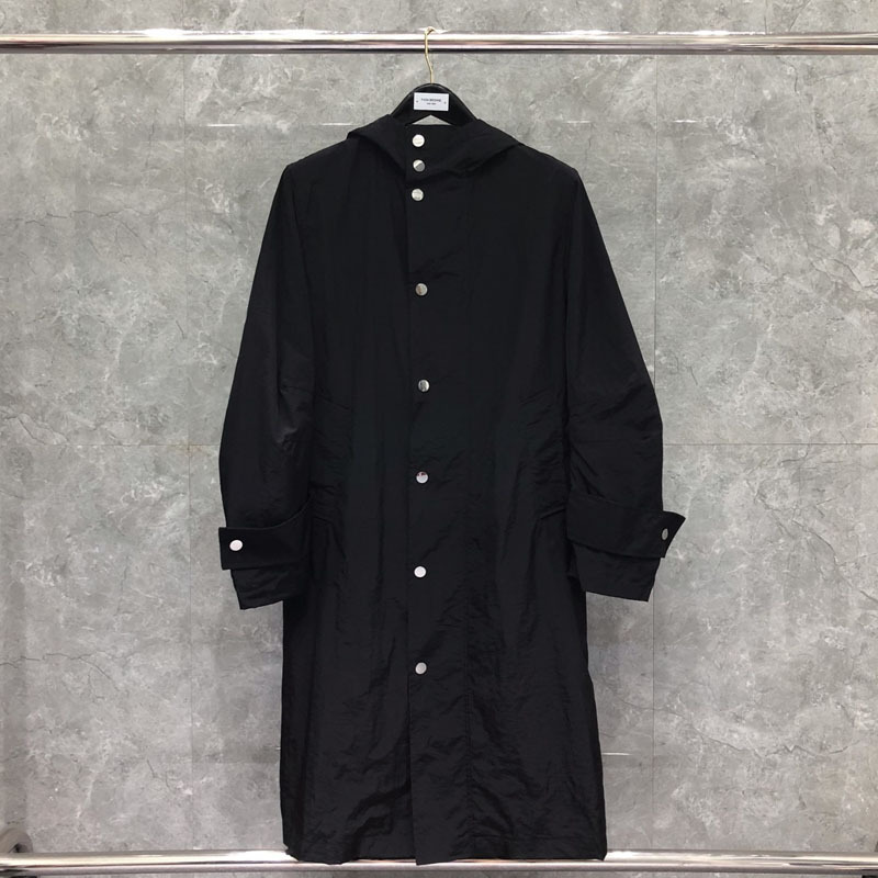 Dongguan brand factory direct TB windbreaker men's mid-length early autumn women's thin loose rear split hooded coat Dongguan brand factory direct TB windbreaker men's mid-length early autumn women's thin loose rear split hooded coat