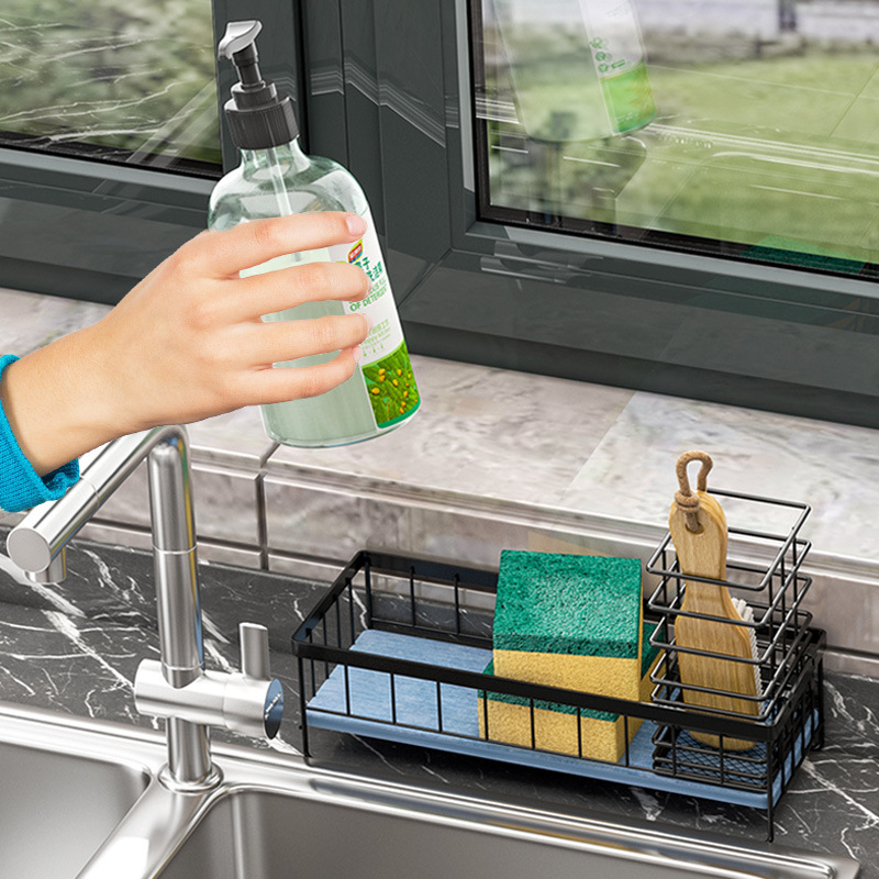 キッチンシンク収納ラックカウンタートップ珪藻泥排水洗剤ボウルブラシ収納バスケット家庭用雑巾スポンジラック|undefined