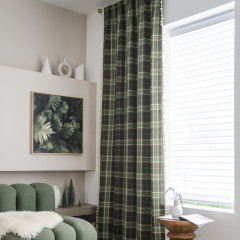 Lever Xu Show New Christmas Red and Green Checkered Curtain Wholesale Retro Small Window Kitchen Curtain Semi-Darkening Bay Window