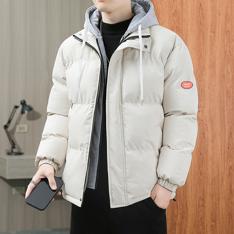NASA invierno chaqueta de algodón de plumón de tamaño grande para hombres moda falsa dos piezas chaqueta de algodón con capuz para hombres gruesa chaqueta de algodón caliente chaqueta coreana