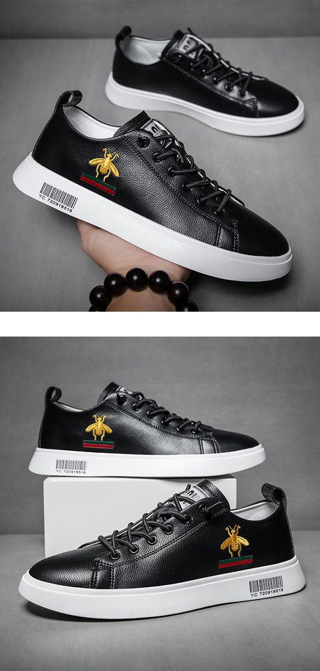 Giày sneaker nam da thật cổ thấp đế bệt thoáng khí tăng chiều cao — 920 màu đen, Màu trắng 920 chi tiết 14