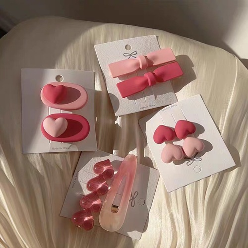 Pink sweet little hairpin side clip female side cute hairpin girl heart duckbill bb clip bangs clip headdress
