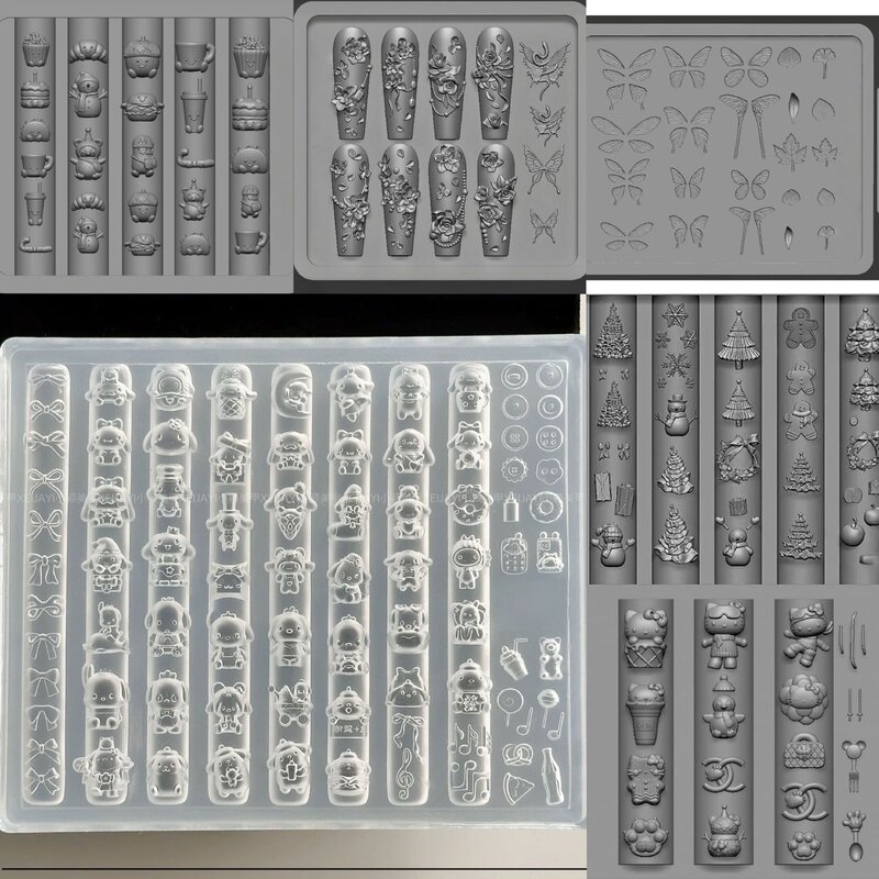 New Hamburger Christmas Tree Kt Butterfly Style Creative DIY Stereo Manicure Tools Wearable Decorative Nail Silicone