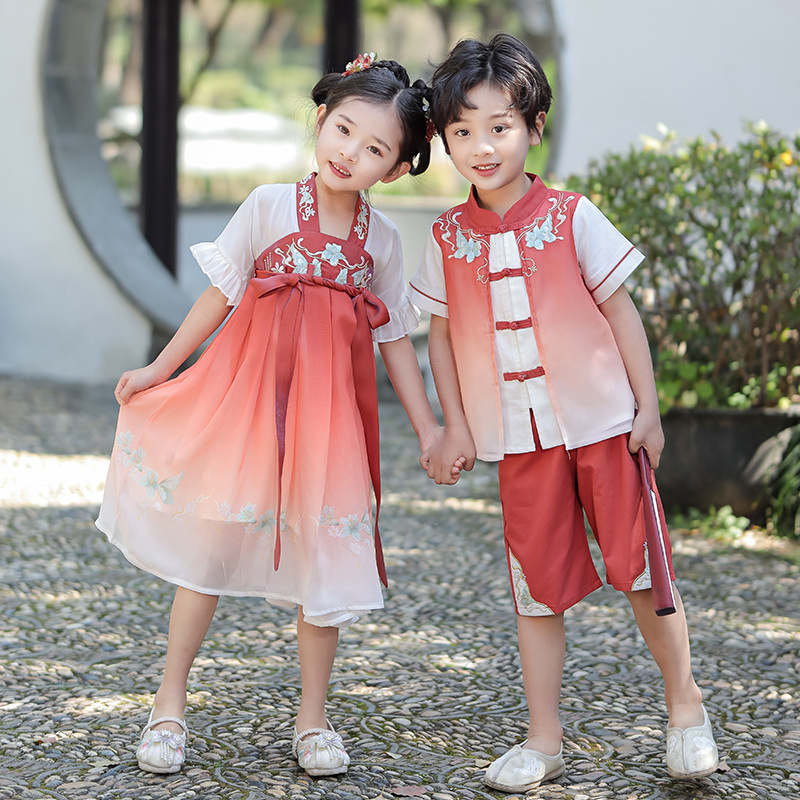 Boys and Girls Hanfu Tang suit new dress summer Hanfu skirt 61 performance costume dance costume wholesale