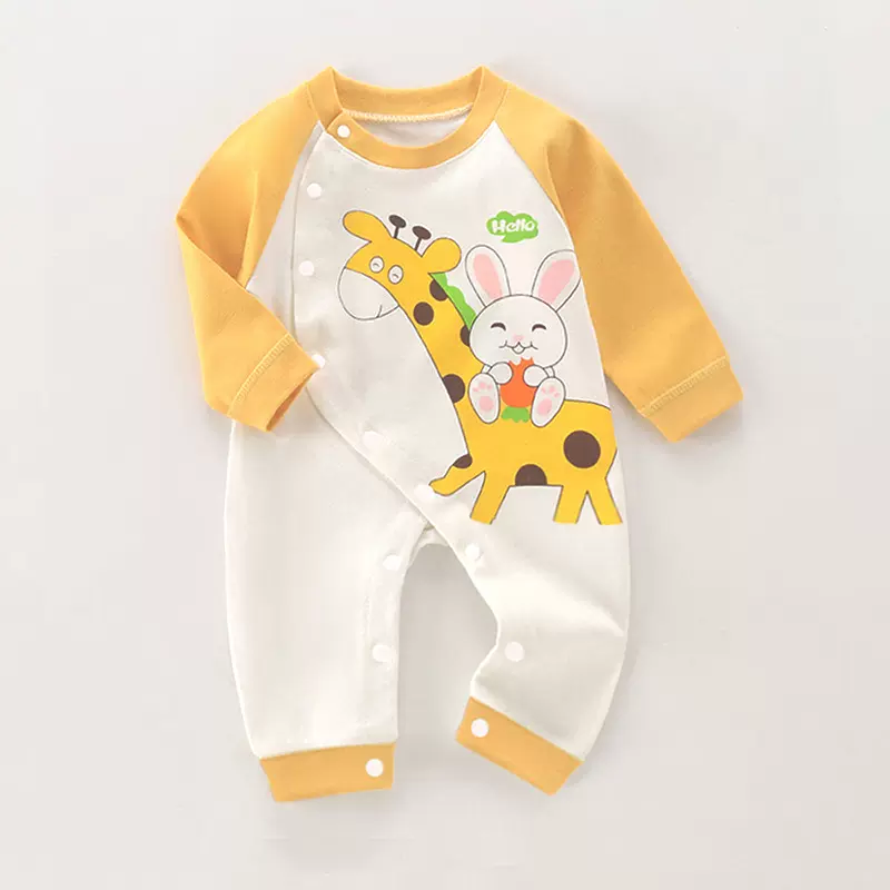 春秋新款新生儿连体衣纯棉长袖哈衣宝宝卡通爬服四季款婴幼儿衣服