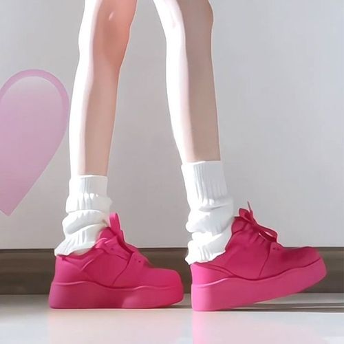 Daopama Thick Sole Height Increasing Versatile Breadboard Shoes for Women, Ins Trendy Summer Yellow Korean Style Casual Shoes