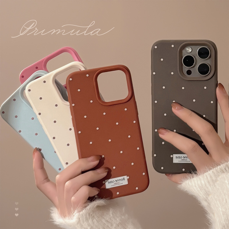 Ins Korean Polka Dot Suitable for Iphone17 Mobile Phone Case Apple 15Pro Max Stylish Simple 13 Anti-Fall 14 Soft